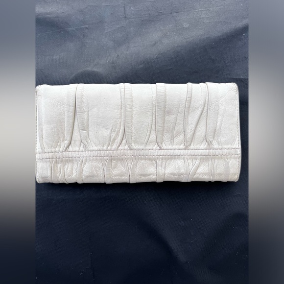 Prada Nappa Leather Gather Long Trifold Wallet Cera Cream Logo - Picture 16 of 17